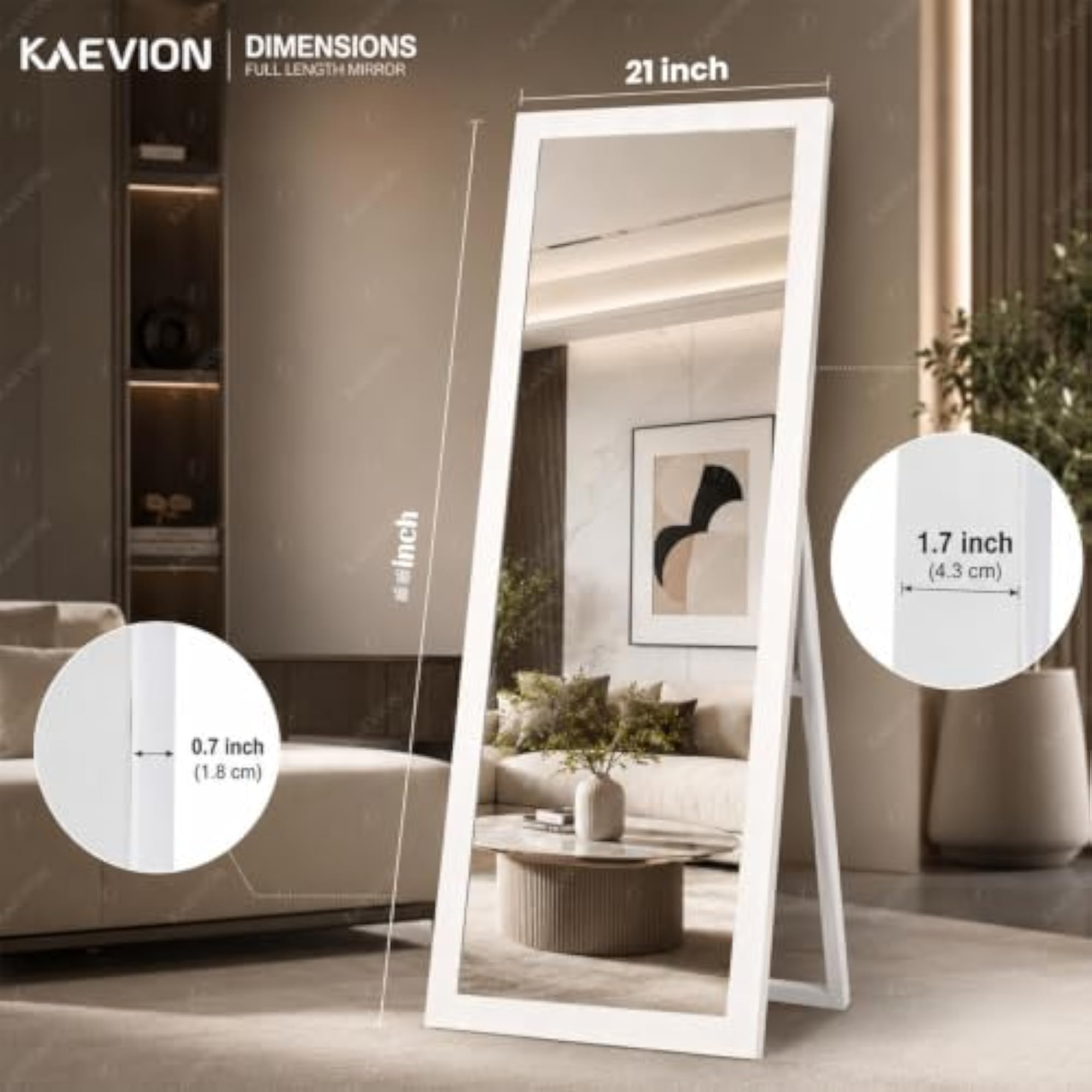 Rectangle White Cheval Full Length Mirror, Floor Standing